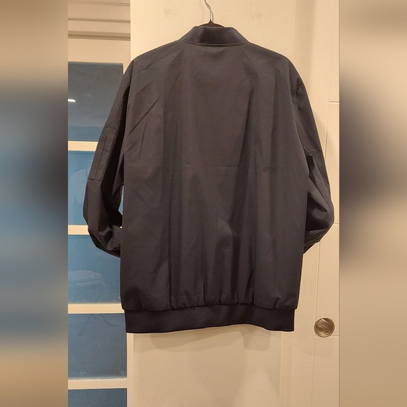 Men's Blue Bomber Jacket with Crest - Picture 7 of 7